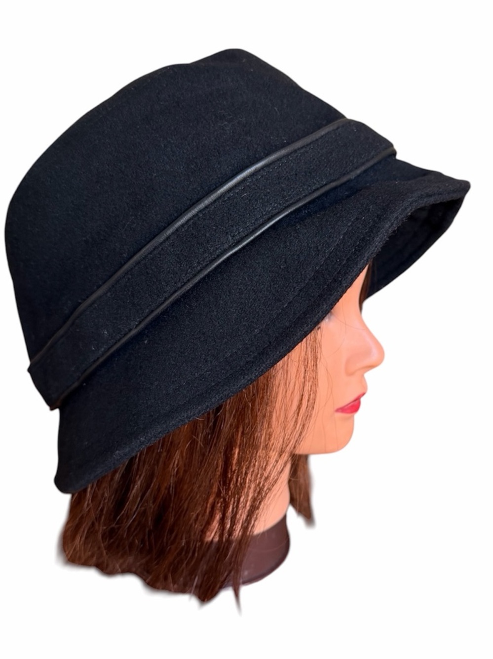 NWT COACH Vintage Woman's Black Wool Turnlock Bucket Hat Size M/L - Picture 3 of 7